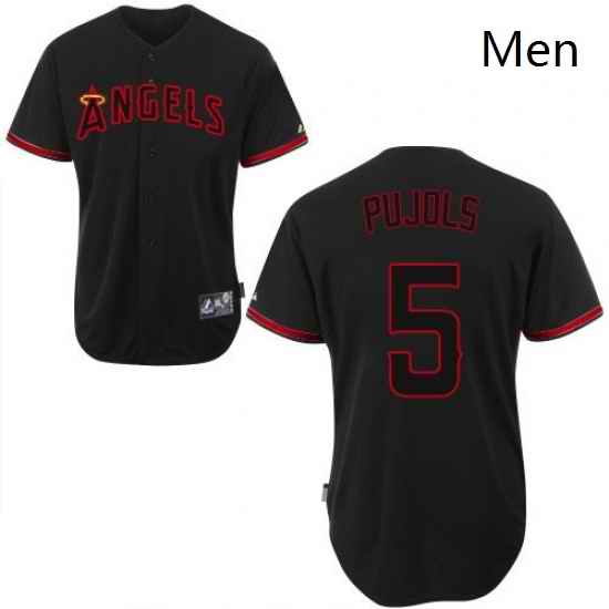 Mens Majestic Los Angeles Angels of Anaheim 5 Albert Pujols Replica Black Fashion MLB Jersey